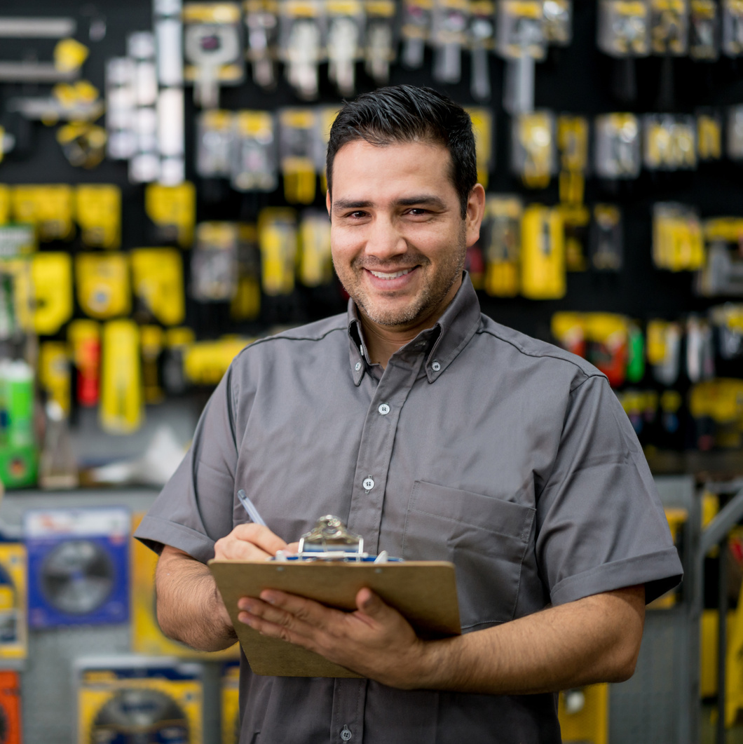 Man working at a hardware store